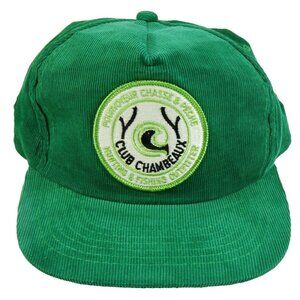 Club Chambeaux Hat Snap Back Cap Green Corduroy Quebec Canada Fishing Club